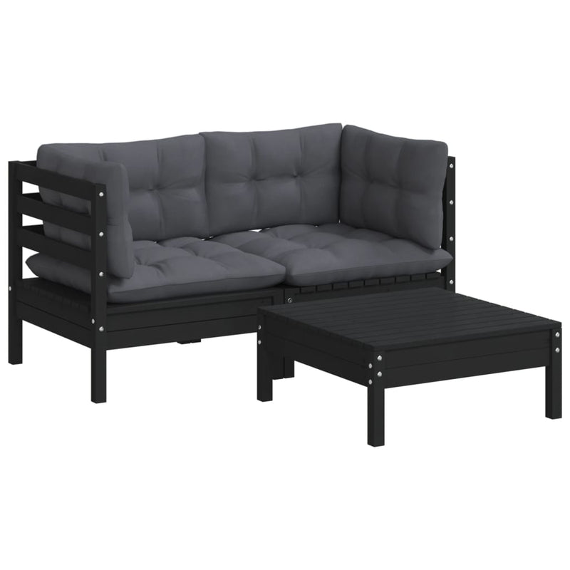 3 Piece Garden Lounge Set with Anthracite Cushions Pinewood Payday Deals