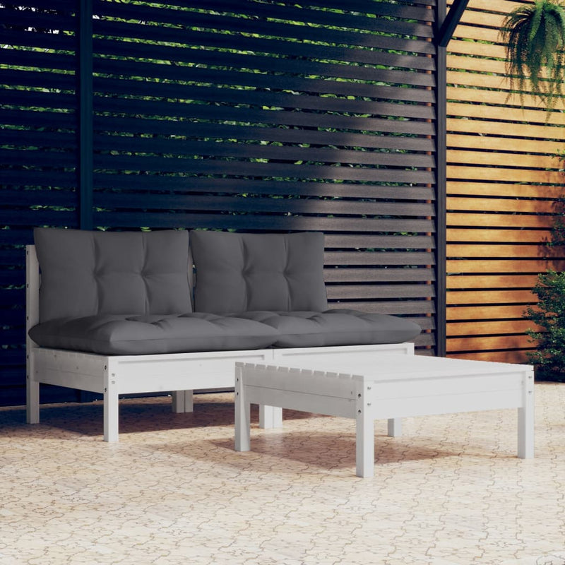3 Piece Garden Lounge Set with Anthracite Cushions Pinewood Payday Deals