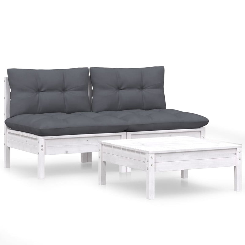 3 Piece Garden Lounge Set with Anthracite Cushions Pinewood Payday Deals