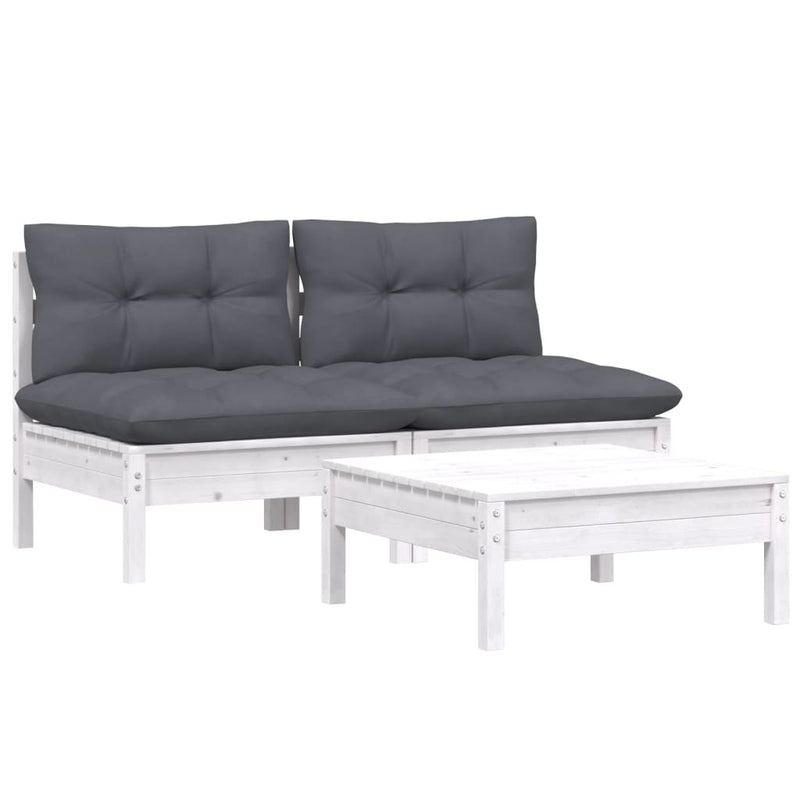 3 Piece Garden Lounge Set with Anthracite Cushions Pinewood Payday Deals