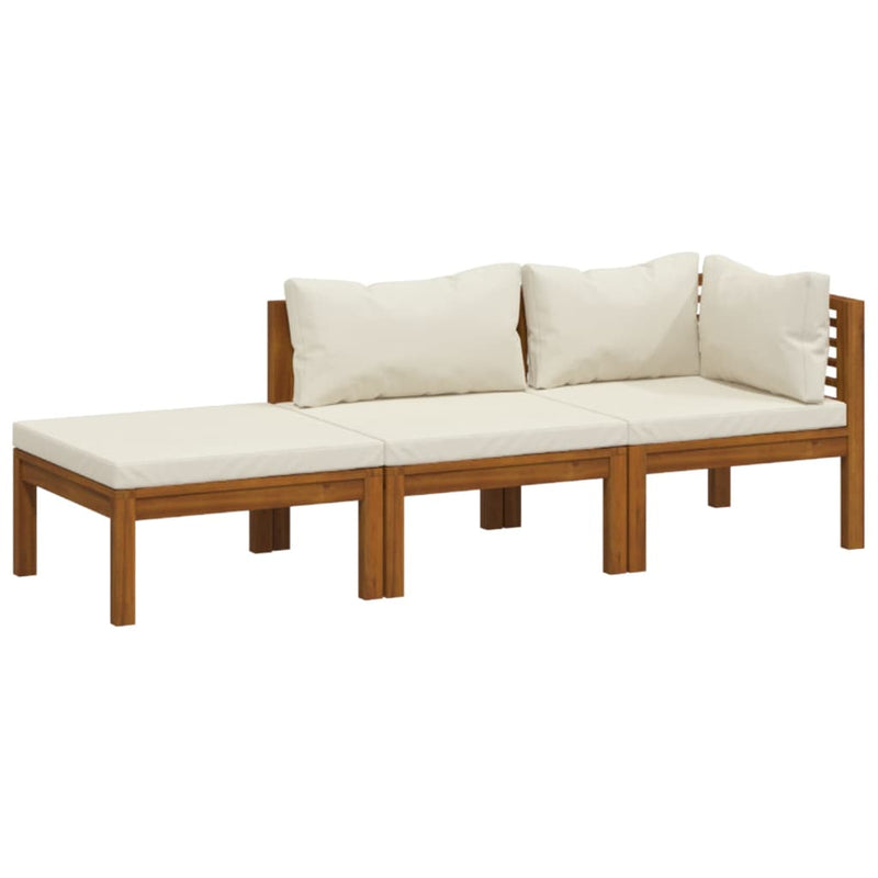 3 Piece Garden Lounge Set with Cream Cushion Solid Acacia Wood Payday Deals
