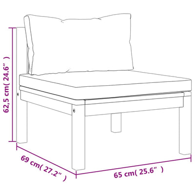 3 Piece Garden Lounge Set with Cream Cushion Solid Acacia Wood Payday Deals