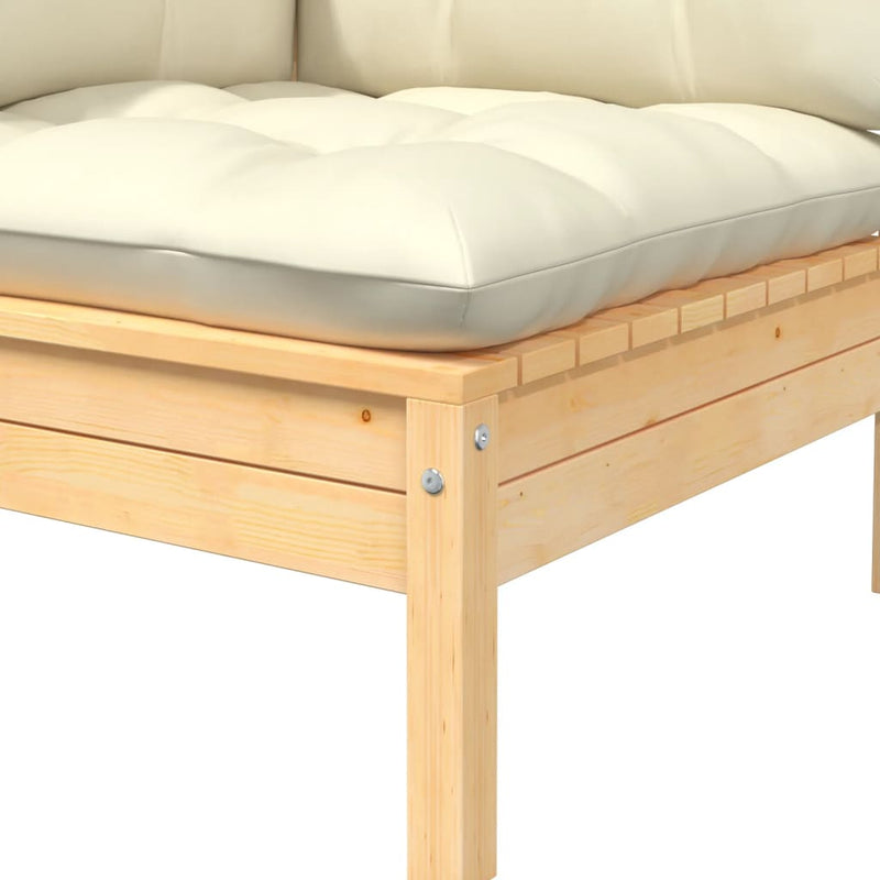 3 Piece Garden Lounge Set with Cream Cushions Solid Pinewood Payday Deals
