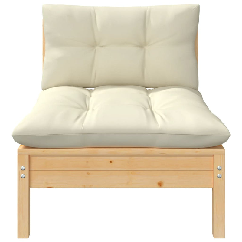 3 Piece Garden Lounge Set with Cream Cushions Solid Pinewood Payday Deals