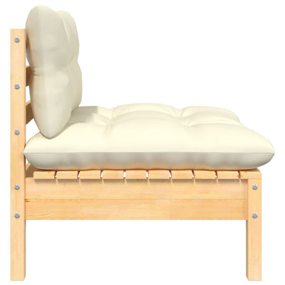 3 Piece Garden Lounge Set with Cream Cushions Solid Pinewood Payday Deals