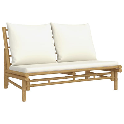 3 Piece Garden Lounge Set with Cream White Cushions Bamboo Payday Deals