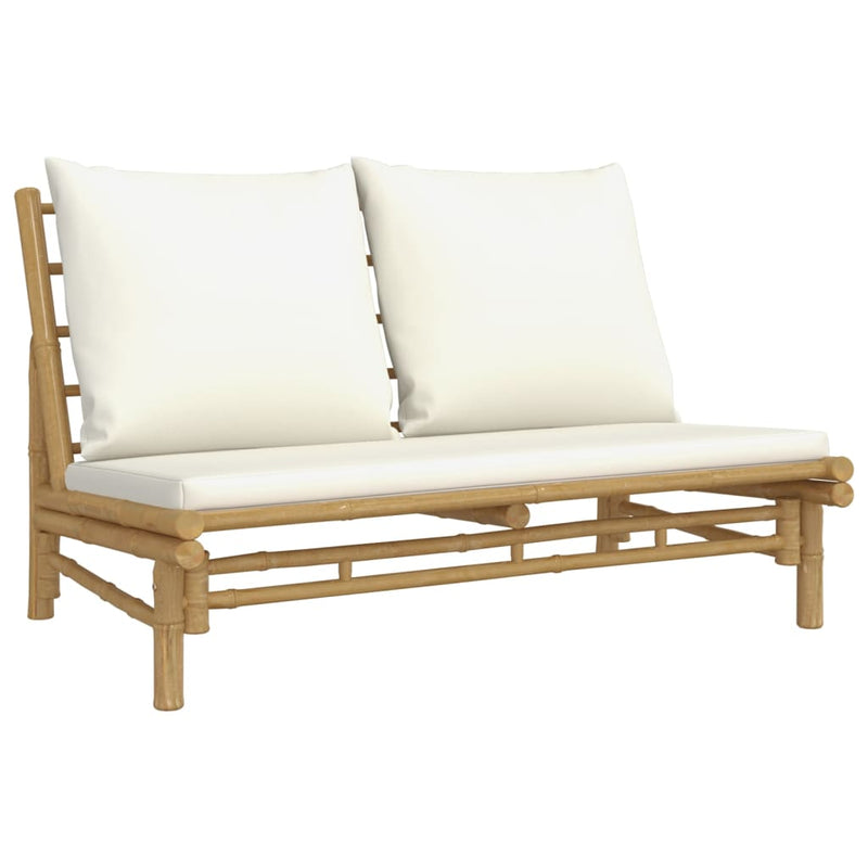 3 Piece Garden Lounge Set with Cream White Cushions Bamboo Payday Deals