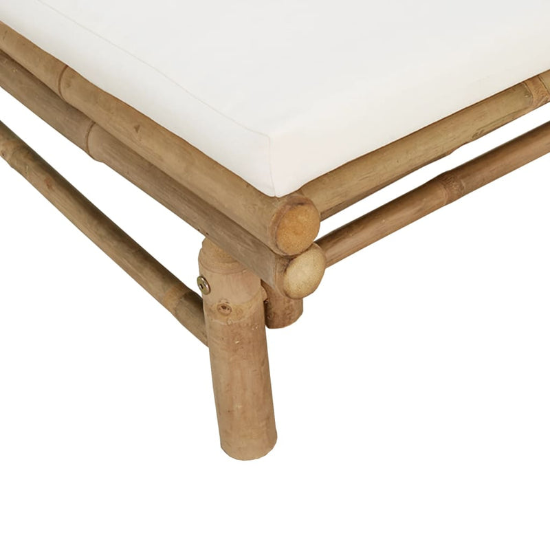 3 Piece Garden Lounge Set with Cream White Cushions Bamboo Payday Deals