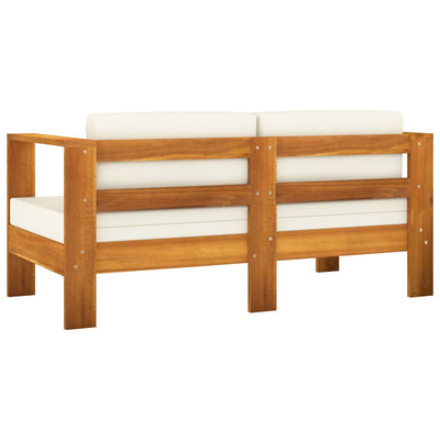 3 Piece Garden Lounge Set with Cream White Cushions Solid Wood Payday Deals