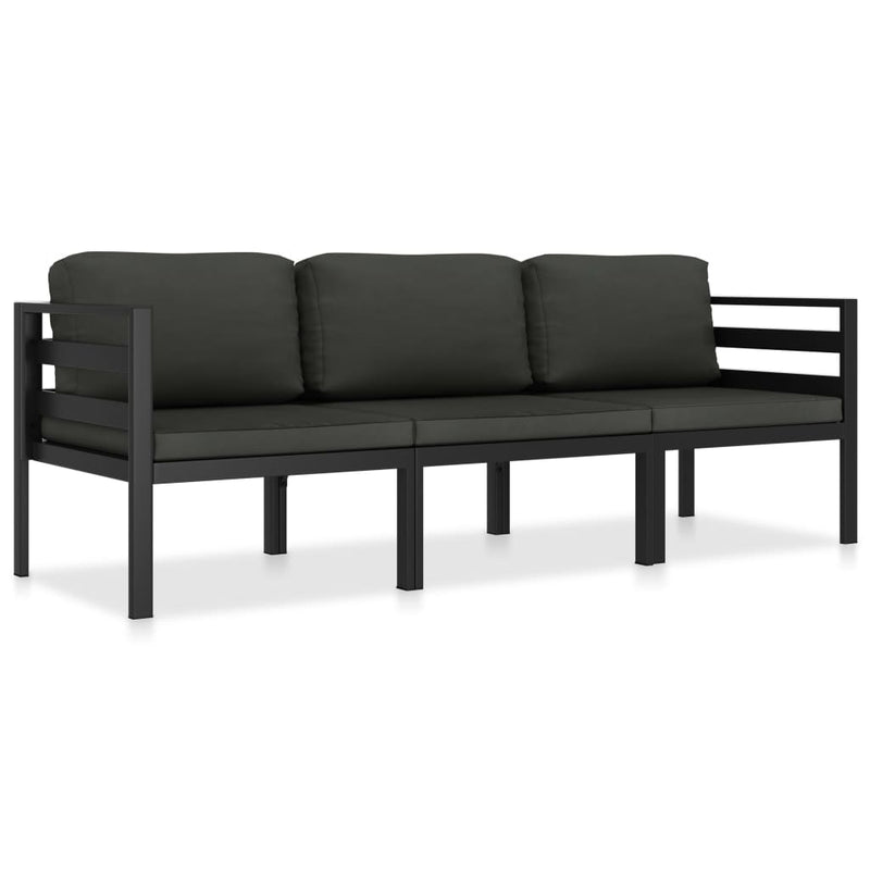 3 Piece Garden Lounge Set with Cushions Aluminium Anthracite Payday Deals