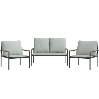 3 Piece Garden Lounge Set with Cushions Anthracite Steel Payday Deals