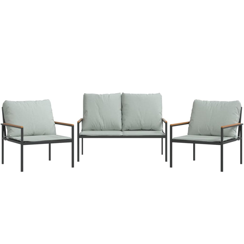 3 Piece Garden Lounge Set with Cushions Anthracite Steel Payday Deals