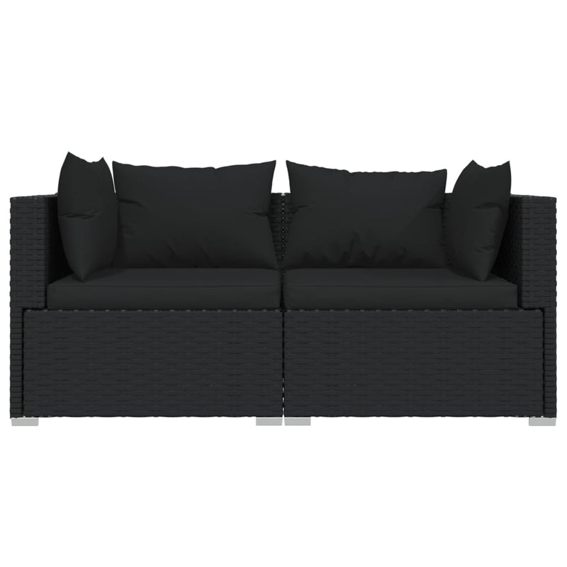 3 Piece Garden Lounge Set with Cushions Black Poly Rattan Payday Deals