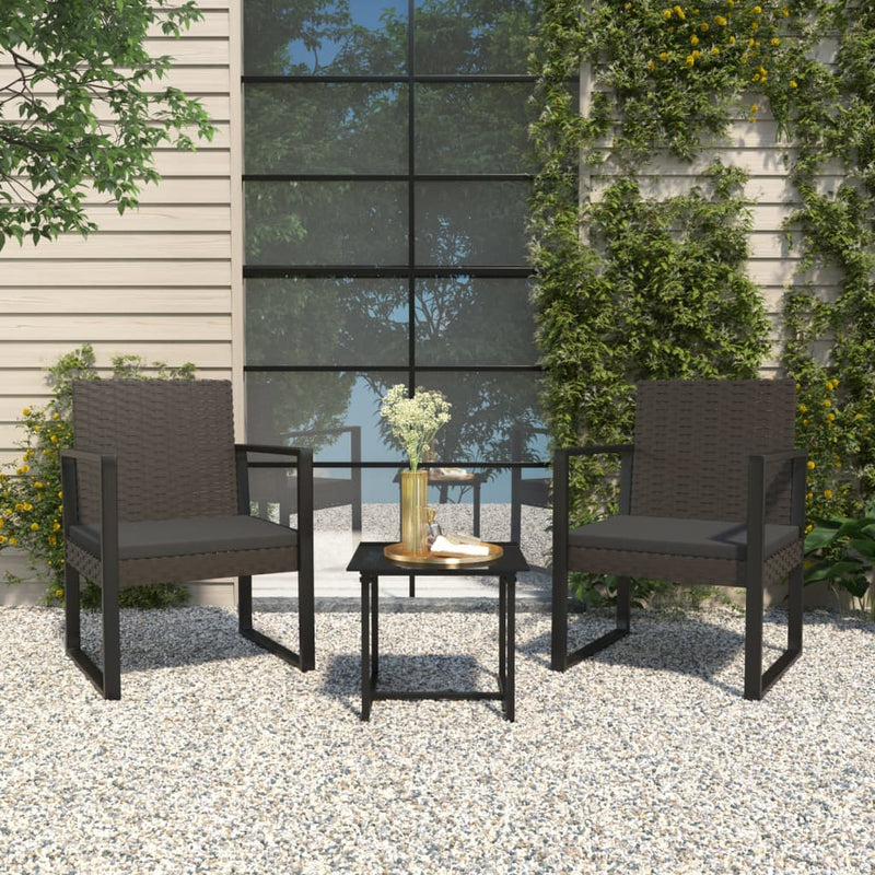 3 Piece Garden Lounge Set with Cushions Black Poly Rattan Payday Deals