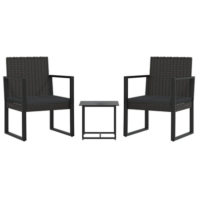 3 Piece Garden Lounge Set with Cushions Black Poly Rattan Payday Deals