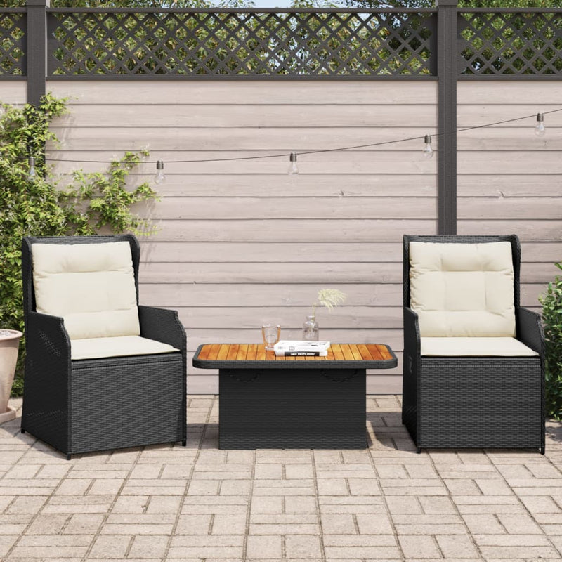 3 Piece Garden Lounge Set with Cushions Black Poly Rattan Payday Deals