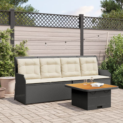 3 Piece Garden Lounge Set with Cushions Black Poly Rattan