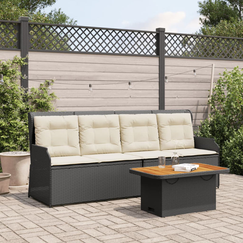 3 Piece Garden Lounge Set with Cushions Black Poly Rattan Payday Deals