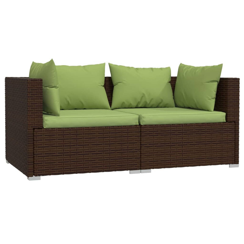 3 Piece Garden Lounge Set with Cushions Brown Poly Rattan Payday Deals