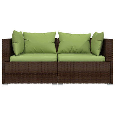 3 Piece Garden Lounge Set with Cushions Brown Poly Rattan Payday Deals