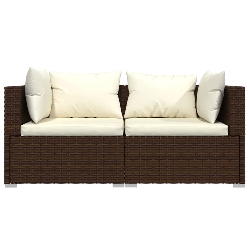 3 Piece Garden Lounge Set with Cushions Brown Poly Rattan Payday Deals