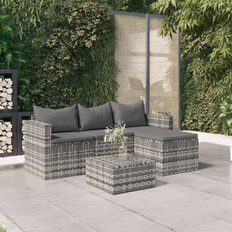 3 Piece Garden Lounge Set with Cushions Grey Poly Rattan Payday Deals