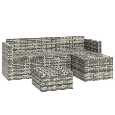 3 Piece Garden Lounge Set with Cushions Grey Poly Rattan Payday Deals