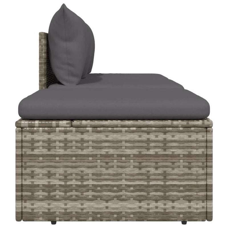 3 Piece Garden Lounge Set with Cushions Grey Poly Rattan Payday Deals