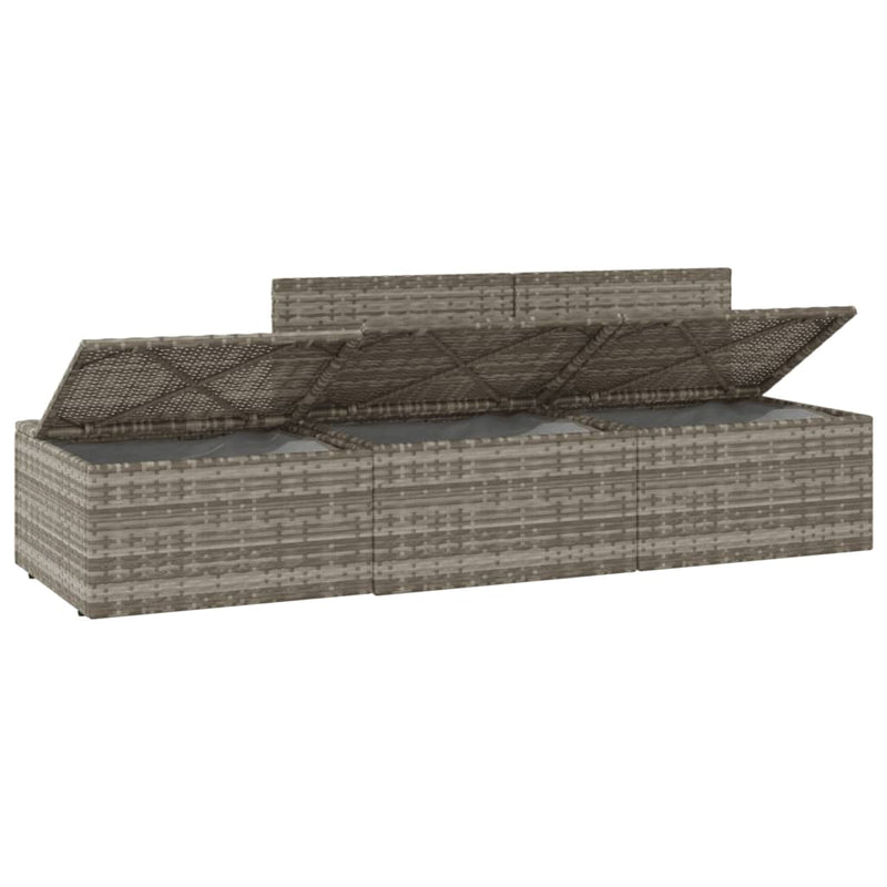 3 Piece Garden Lounge Set with Cushions Grey Poly Rattan Payday Deals