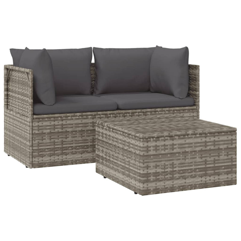 3 Piece Garden Lounge Set with Cushions Grey Poly Rattan Payday Deals