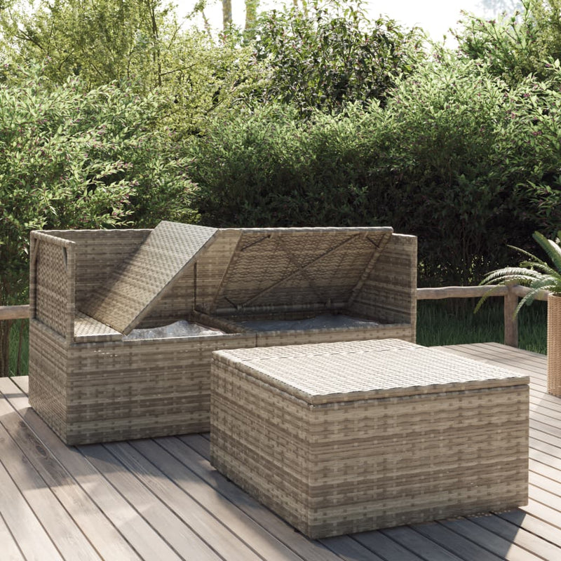 3 Piece Garden Lounge Set with Cushions Grey Poly Rattan Payday Deals
