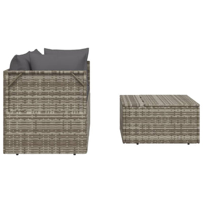 3 Piece Garden Lounge Set with Cushions Grey Poly Rattan Payday Deals
