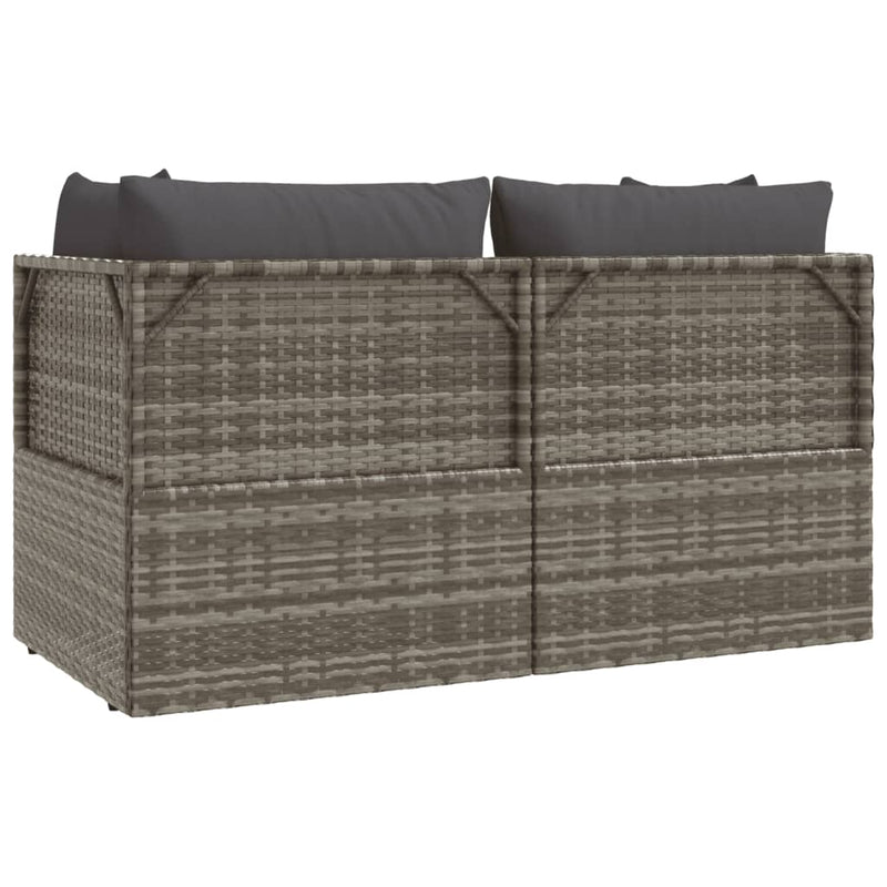 3 Piece Garden Lounge Set with Cushions Grey Poly Rattan Payday Deals