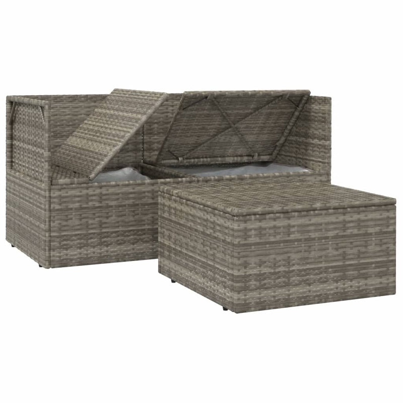 3 Piece Garden Lounge Set with Cushions Grey Poly Rattan Payday Deals