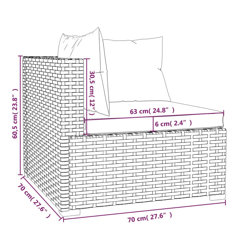 3 Piece Garden Lounge Set with Cushions Grey Poly Rattan Payday Deals