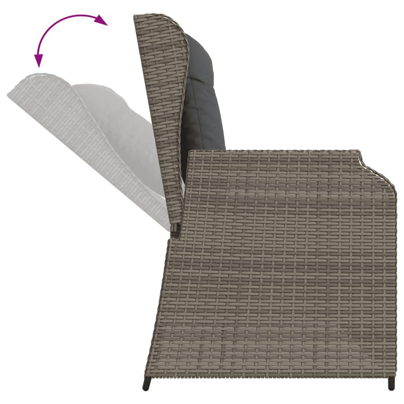 3 Piece Garden Lounge Set with Cushions Grey Poly Rattan Payday Deals