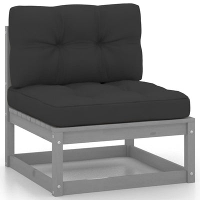 3 Piece Garden Lounge Set with Cushions Grey Solid Pinewood Payday Deals