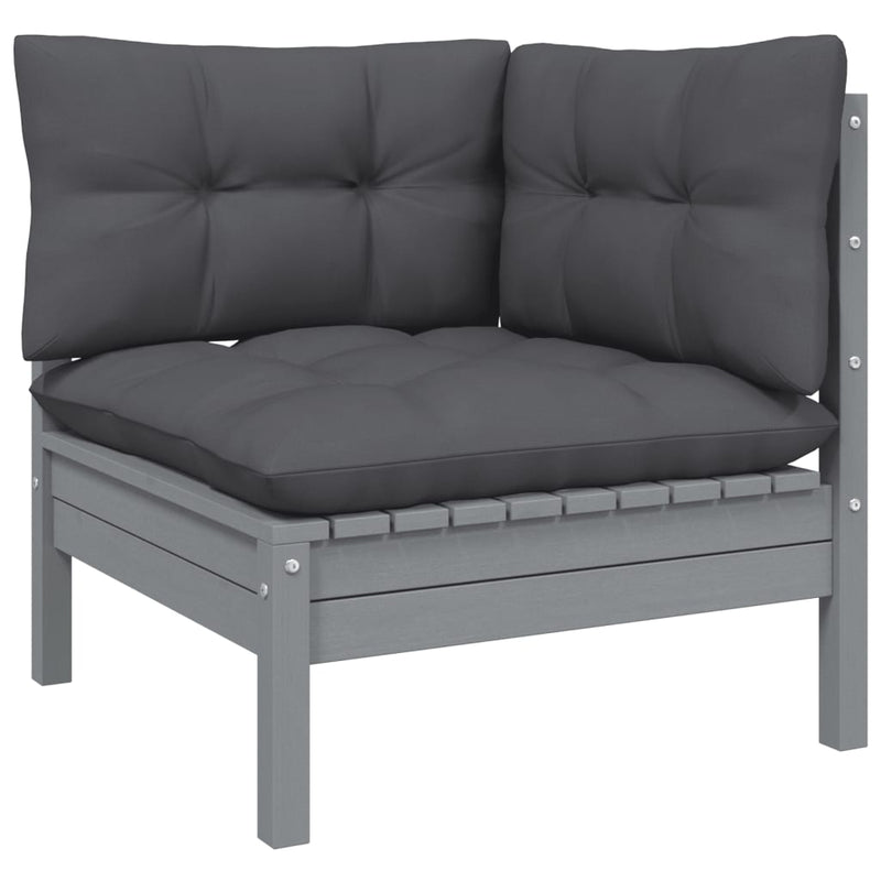 3 Piece Garden Lounge Set with Cushions Grey Solid Pinewood Payday Deals