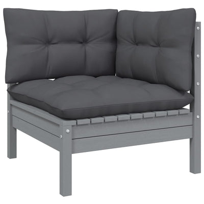 3 Piece Garden Lounge Set with Cushions Grey Solid Pinewood Payday Deals