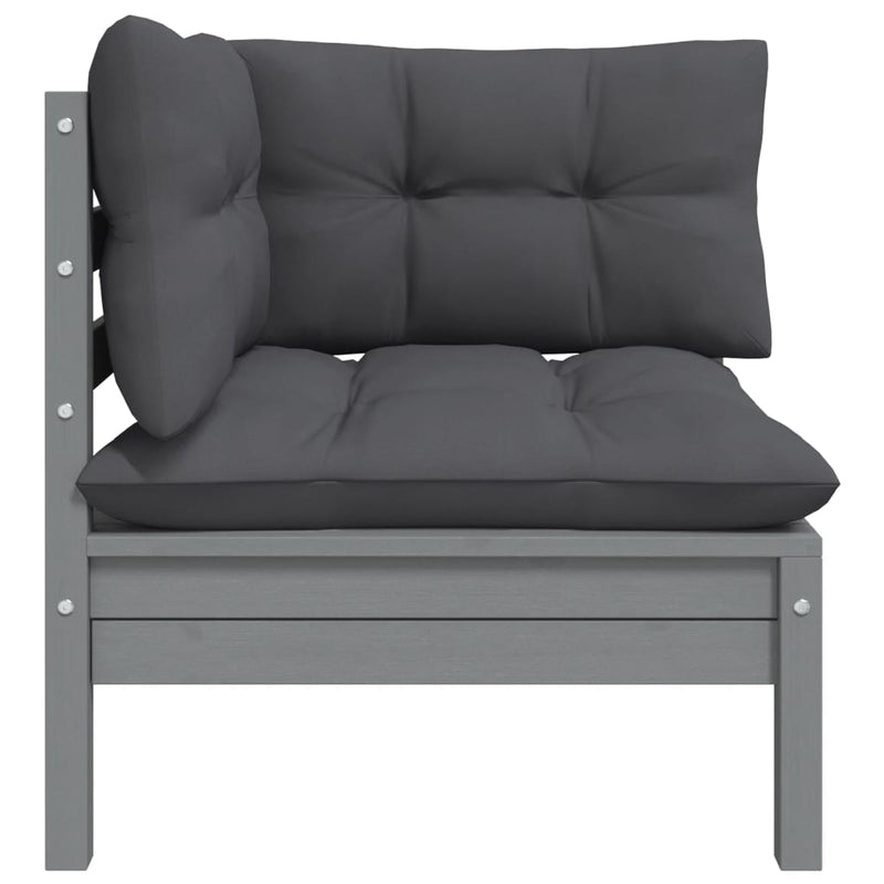 3 Piece Garden Lounge Set with Cushions Grey Solid Pinewood Payday Deals