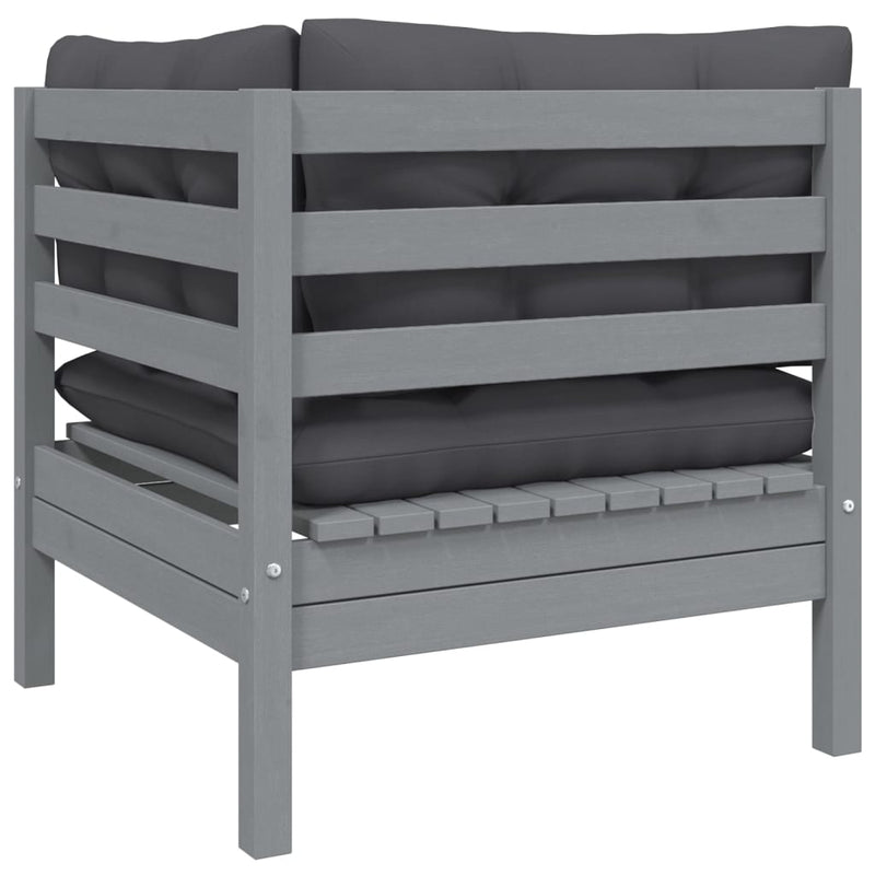 3 Piece Garden Lounge Set with Cushions Grey Solid Pinewood Payday Deals