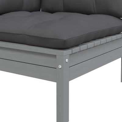 3 Piece Garden Lounge Set with Cushions Grey Solid Pinewood Payday Deals