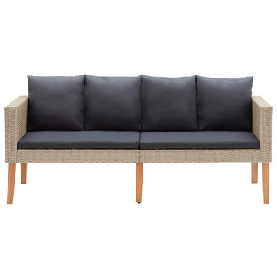 3 Piece Garden Lounge Set with Cushions Poly Rattan Beige Payday Deals