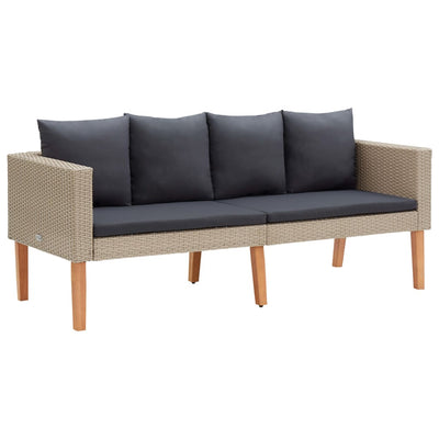3 Piece Garden Lounge Set with Cushions Poly Rattan Beige Payday Deals