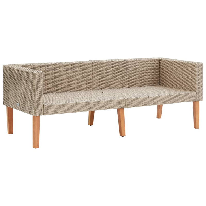 3 Piece Garden Lounge Set with Cushions Poly Rattan Beige Payday Deals