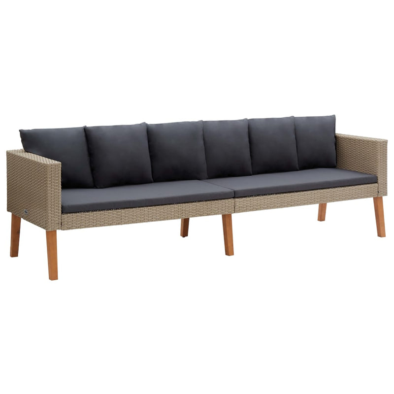 3 Piece Garden Lounge Set with Cushions Poly Rattan Beige Payday Deals