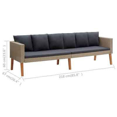 3 Piece Garden Lounge Set with Cushions Poly Rattan Beige Payday Deals