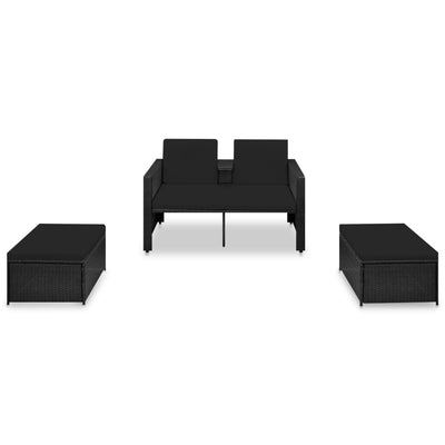 3 Piece Garden Lounge Set with Cushions Poly Rattan Black Payday Deals
