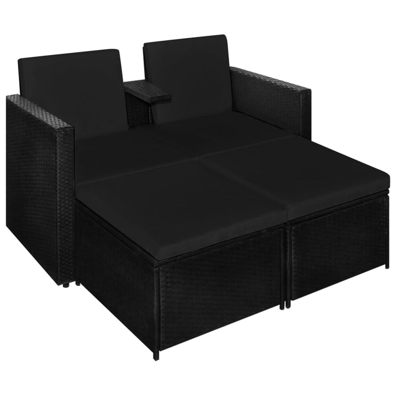 3 Piece Garden Lounge Set with Cushions Poly Rattan Black Payday Deals