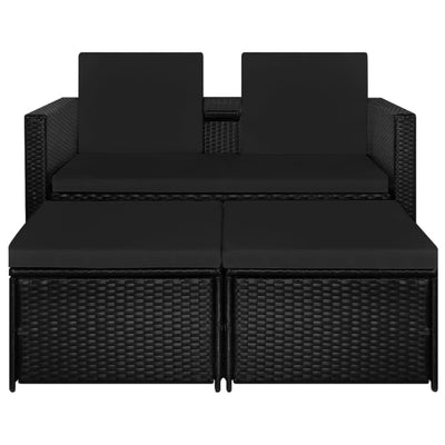3 Piece Garden Lounge Set with Cushions Poly Rattan Black Payday Deals